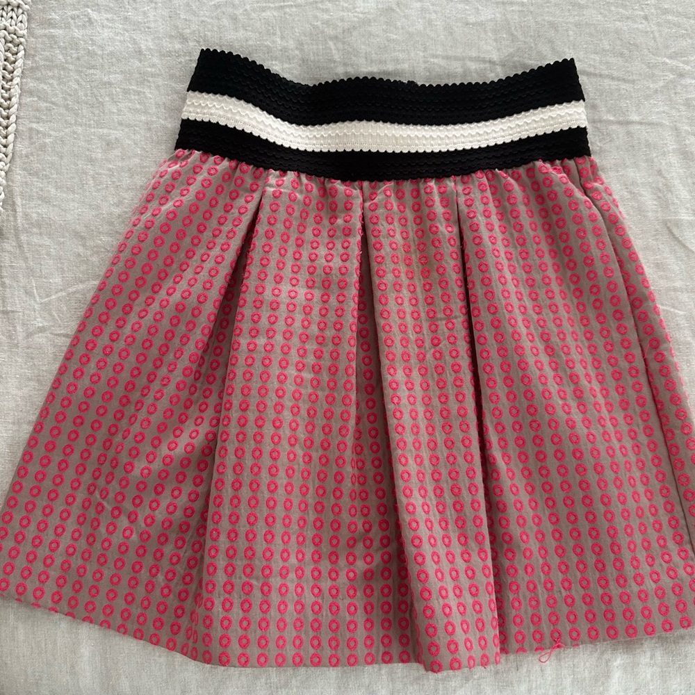 Maeve for Anthropologie Pink/Tan Ballad Swing Skirt- size small
